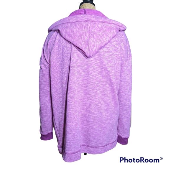 Pink Hoodie Open Cardigan XL Oversize Space dyed Pockets Lagenlook Barbie Core - Picture 12 of 13